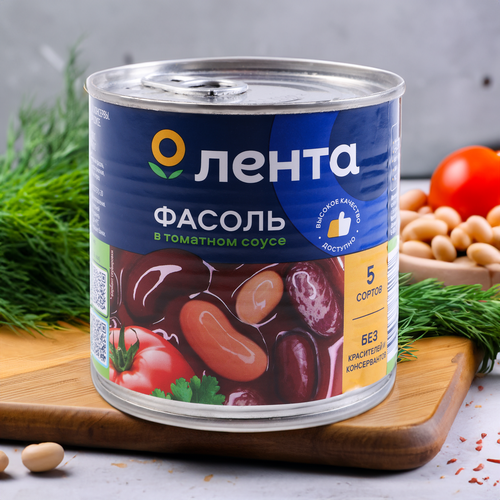 

Фасоль Лента 5 сортов в томатном соусе 400 г