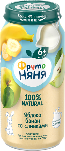 

Пюре фруктовое ФрутоНяня яблоко банан сливки 250 г