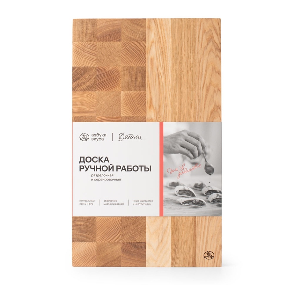 

Торцевая доска ручной работы Азбука вкуса Детали, 40х24х3 см, дуб, ясень
