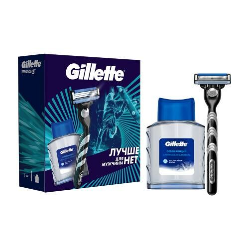 Gillette Mach3 Набор: Станок, Лосьон после бритья Arctic Ice 50 мл, 1 кассета