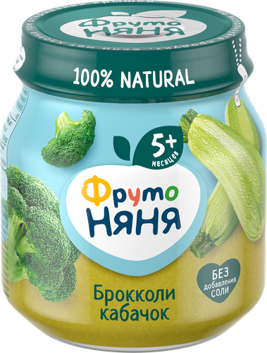

Пюре ФрутоНяня натуральное из капусты брокколи и кабачков с 5 мес 110 г