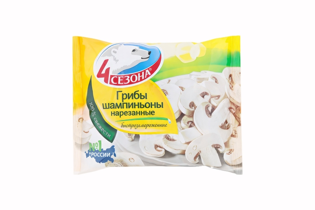 

Шампиньоны 4 Сезона нарезанные быстрозамороженные 400 г Продукт замороженный