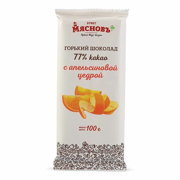 Шоколад горький 77% с апельсиновой цедрой Мясновъ Буфет