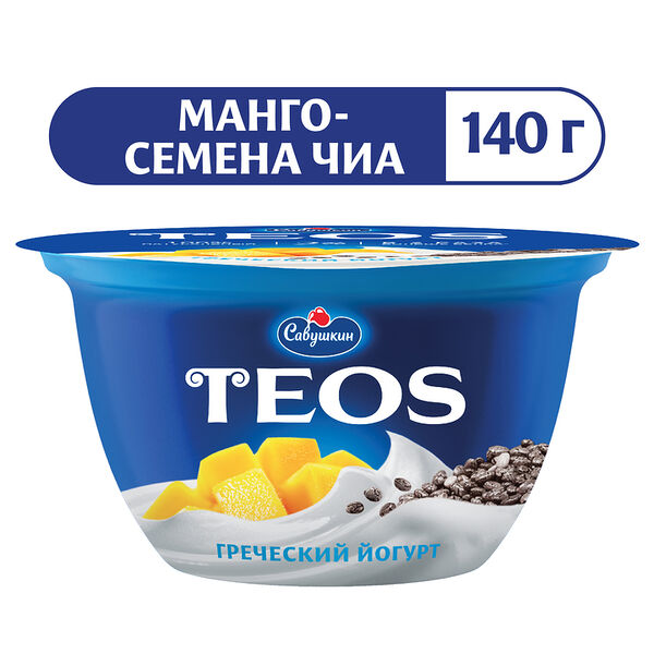 Йогурт греческий Teos Манго-чиа 2% 140г