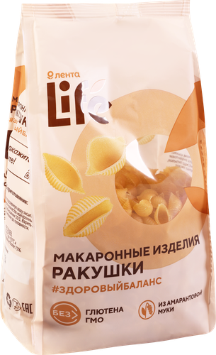 

Макароны безглютеновые Лента Eco ракушки из кукурузной муки