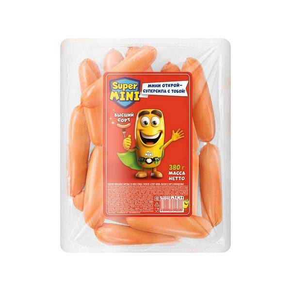 Сосиски Супер Мини в/с т/ф газ охл 0,38кг Юнимит