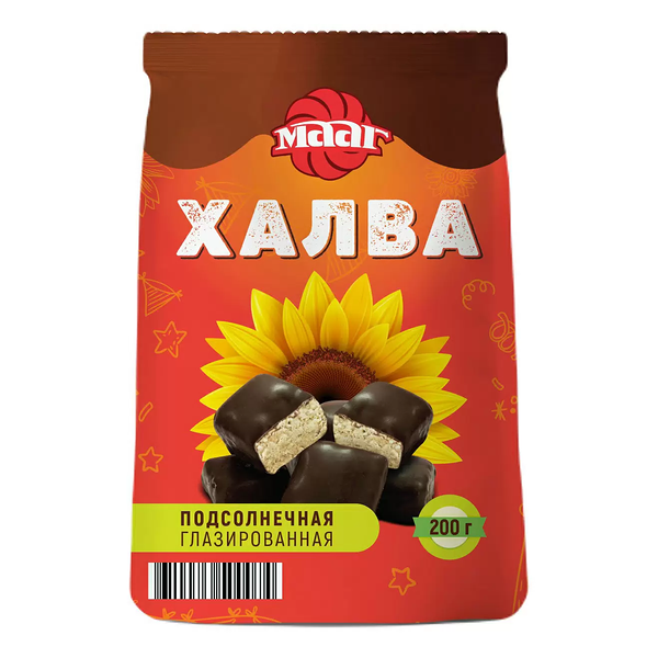 Конфеты Мааг халва подсолнечная в глазури 200 г