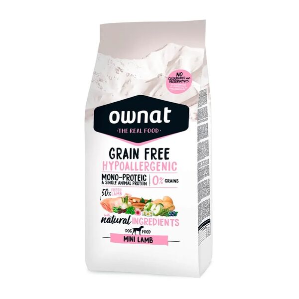 Корм Ownat Grain Free Hypo Сухой гипоаллергенный для собак мелких пород, с ягненком, 1 кг