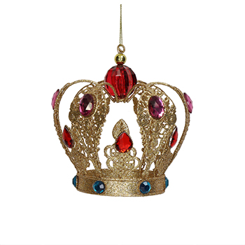

Елочная игрушка Kersten Коллекция Традиции Корона с камнями золотой 11.4 см