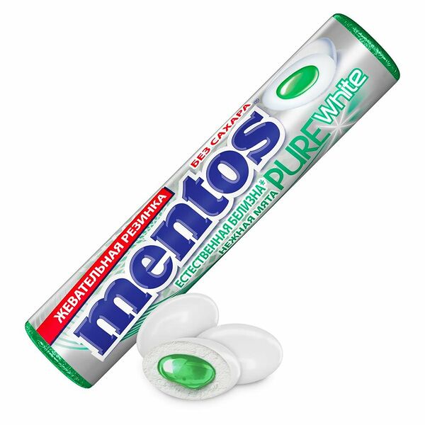 Жевательная резинка Mentos Pure White вкус Нежная мята 15.5 г