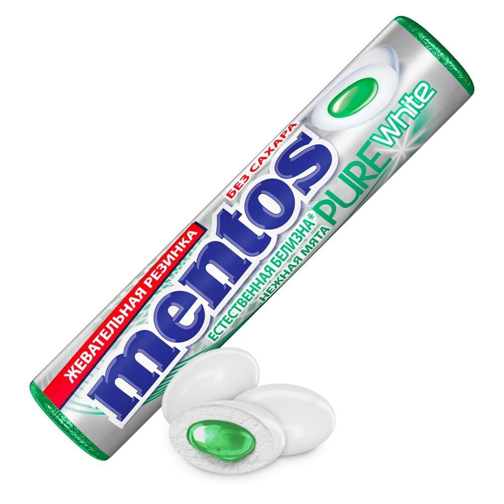 

Жевательная резинка Mentos Pure White вкус Нежная мята 15.5 г