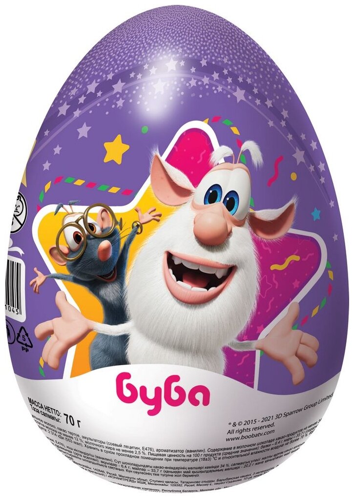 

Яйцо шоколадное Шоки-токи Буба с сюрпризом XXL 70 г