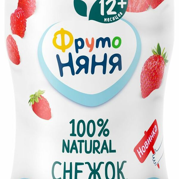 Продукт кисломолочный Фрутоняня Снежок с клубникой и земляникой 2%, 200 г