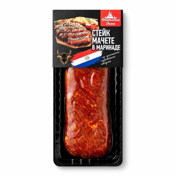 Стейк Мачете в маринаде Открытый огонь мелкокусковый бескостный категории Б охлаждённый 200г