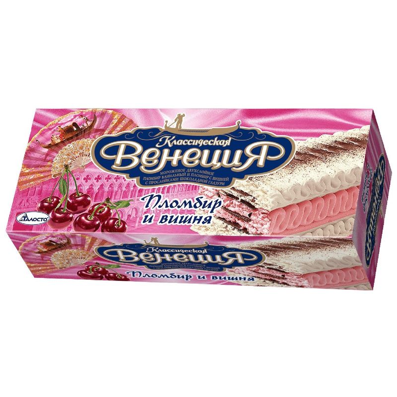 

Мороженое Классическая Венеция пломбир ванильный с вишней и прослойками шоколадной глазури 450 г