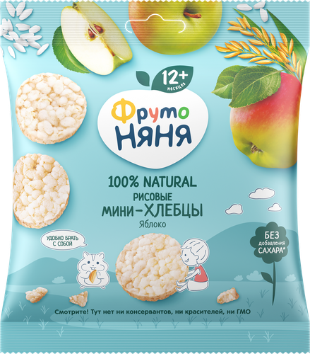 

Мини-хлебцы ФрутоНяня рисовые Яблоко с 12 месяцев 30 г