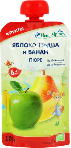 

Пюре детское Fleur Alpine Яблоко груша и банан 120 г