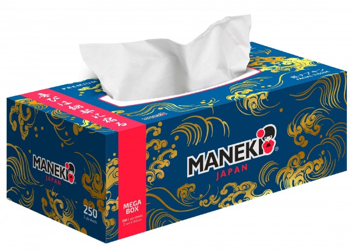 

Салфетки бумажные Maneki OCEAN, 2 слоя, белые, 250 шт., Китай