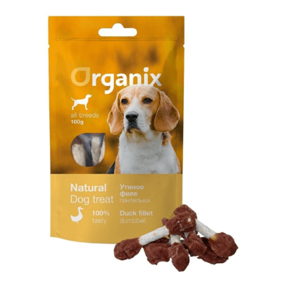 Лакомство Organix Утиные гантельки 100% мясо для собак