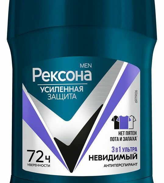 Антиперспирант-карандаш Rexona Men Ультраневидимый 3 в 1 нет пятен, пота и запаха на 72 ч 50мл