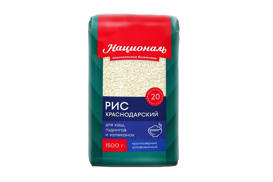 

Рис Националь Краснодарский шлифованный круглозерный, 1.5 кг
