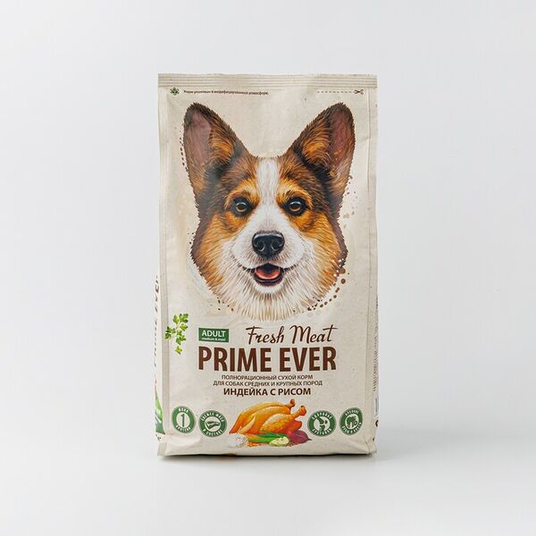 Сухой корм для собак средних и крупных пород Prime Ever Fresh Meat Adult Dog Medium&Maxi индейка, рис 2,8кг