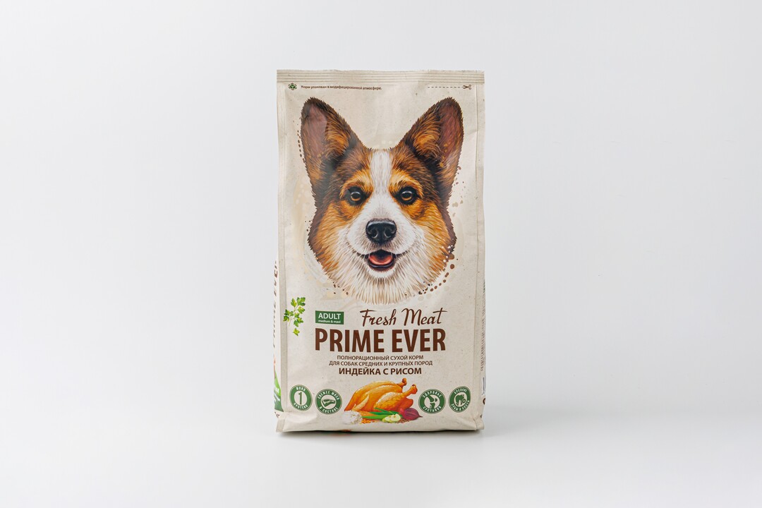 

Сухой корм для собак средних и крупных пород Prime Ever Fresh Meat Adult Dog Medium&Maxi индейка, рис 2,8кг