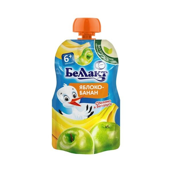 Пюре фруктовое Беллакт из яблок банана б/сах 90г гуалапак ДП