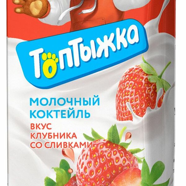 Коктейль молочный Топтыжка Клубника со сливками 3.2% 200 г