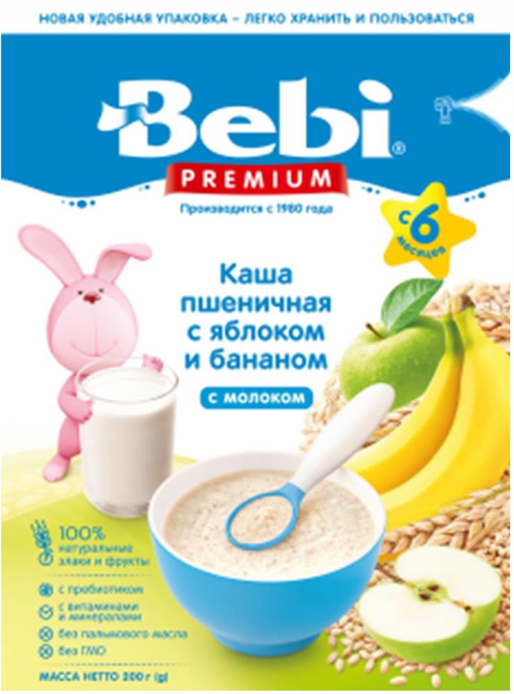 

Каша Bebi Premium молочная пшеничная с яблоком и бананом с 6 месяцев 200 г