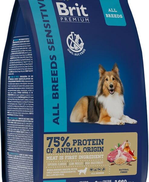 Сухой корм для собак Brit Premium Sensitive с бараниной и индейкой 1кг