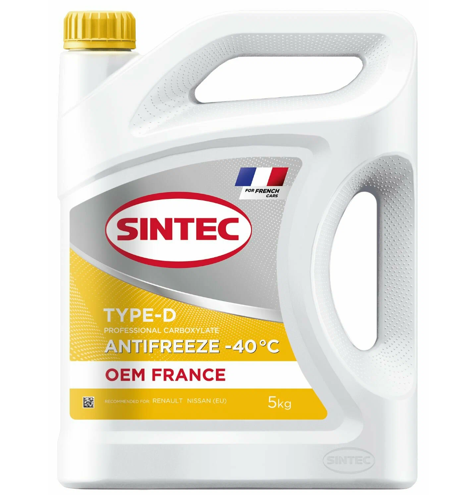

Антифриз Sintec France Type-D yellow -40 5 кг