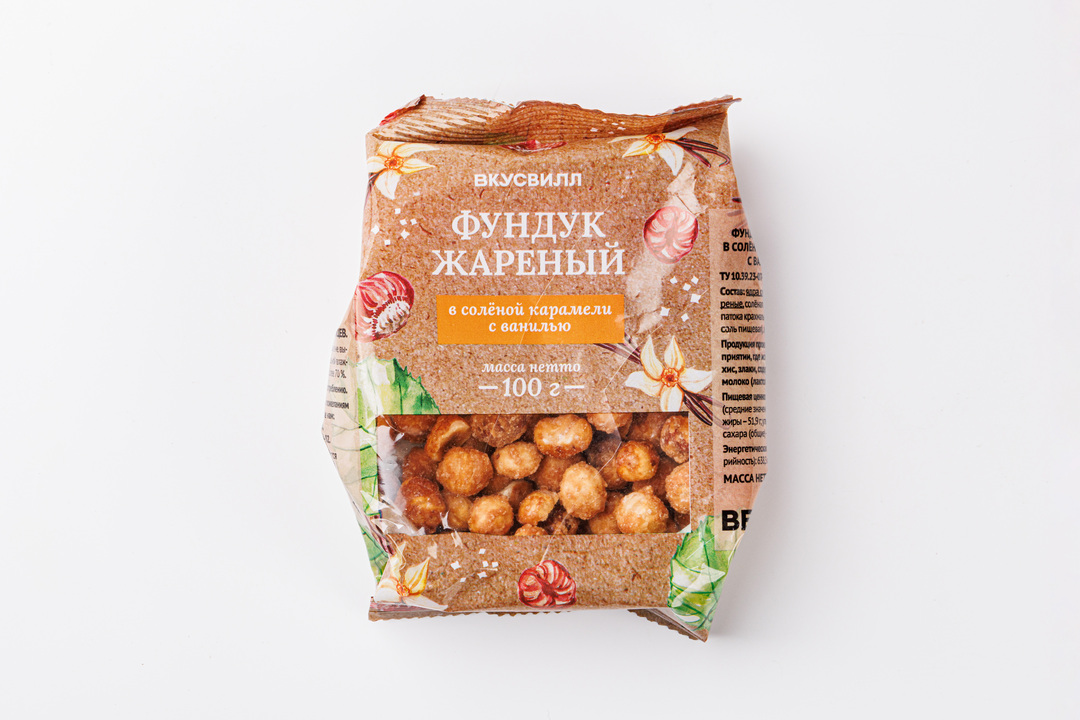 

Фундук ВкусВилл жареный в соленой карамели с ванилью