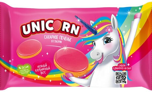 Печенье Unicorn Cахарное в глазури Клубника 105г