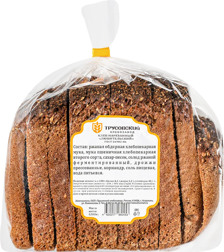 

Хлеб Трусовский хлебозавод Любительский в нарезке 500 г