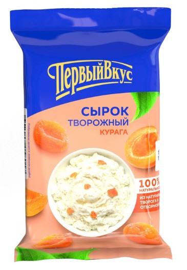 

Сырок творожный Первый вкус с сахаром и курагой 4.5% 90 г