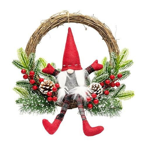 Венок Новогодний с гномиком U134944 Unihome 35 см