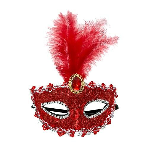 Маска карнавальная с пером HJW2212-24 US в ассортименте