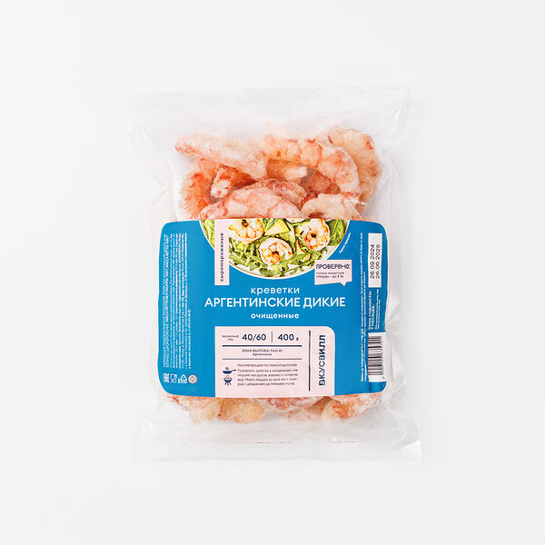 Креветки аргентинские дикие очищенные, 400 г(Продукт замороженный)