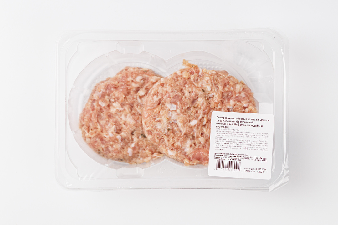 

Бифштекс из индейки и перепелки 200 г