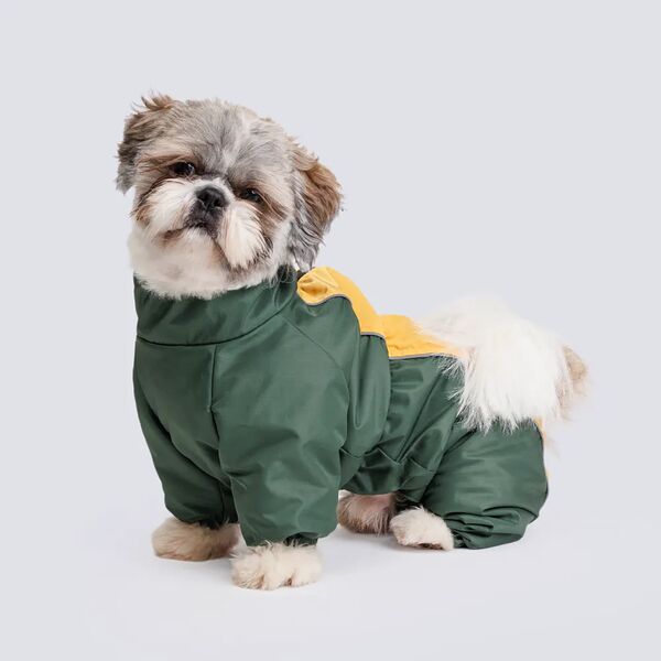 Комбинезон теплый для собак породы пекинес, 38x43x64 см, банан и авокадо, (мальчик)