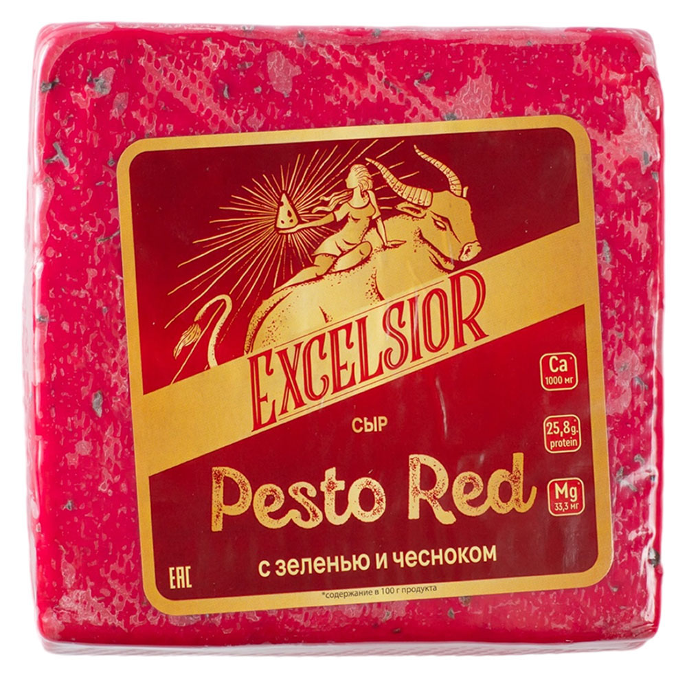 

Сыр Excelsior Pesto Red с зеленью и чесноком 45%, весовой