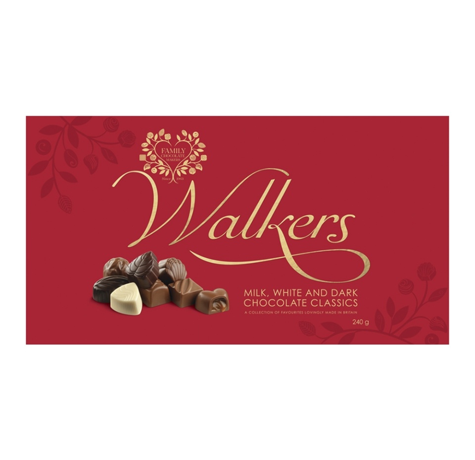 

Шоколадные конфеты Walkers ассорти из молочного, белого, темного шоколада, 240 г