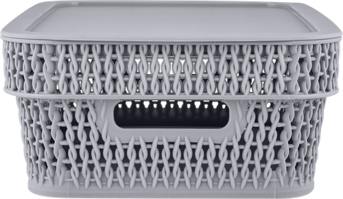 

Корзина для хранения Spin&Clean Keeplex Ajur, 28.1х18.5х8.9 см, с крышкой, серый топаз, 3 л