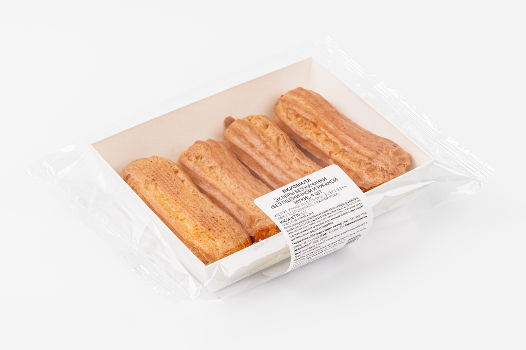 

Эклеры ВкусВилл без начинки без пшеничной и ржаной муки 15 г x 4 шт.