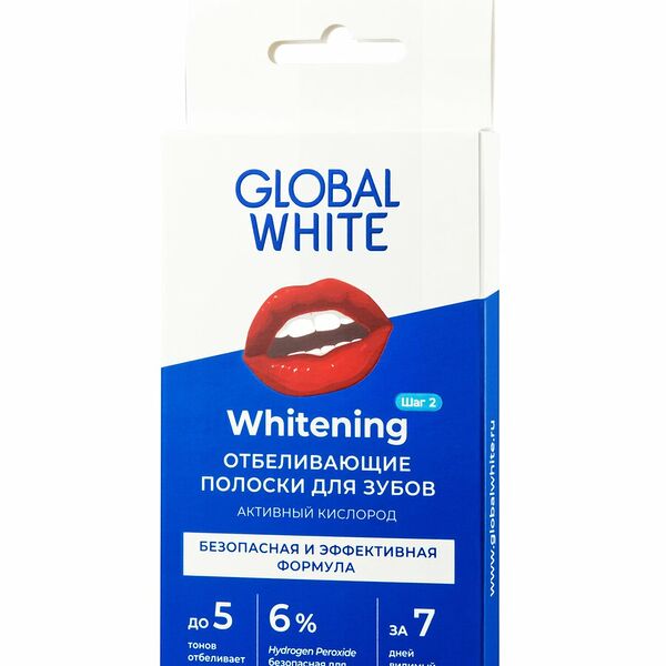 Полоски для зубов Global White Whitening отбеливающие, 2 шт/уп