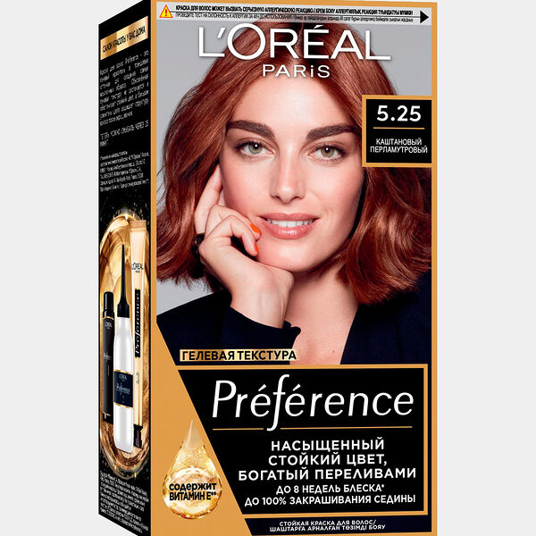 Стойкая краска для волос L'Oreal Paris Preference, Антигуа, 5.25 каштановый перламутровый, 174 мл