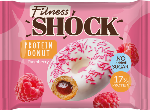 

Донат протеиновый FitnesShock глазированный с малиновой начинкой без сахара 70 г