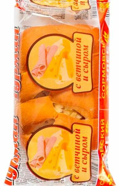 Булка Сормовский Хлеб с ветчиной и сыром высший сорт 100 г