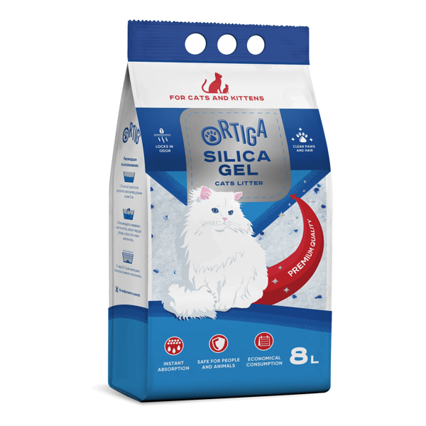 Ortiga наполнитель силикагелевый впитывающий 3,4 кг., 8 л